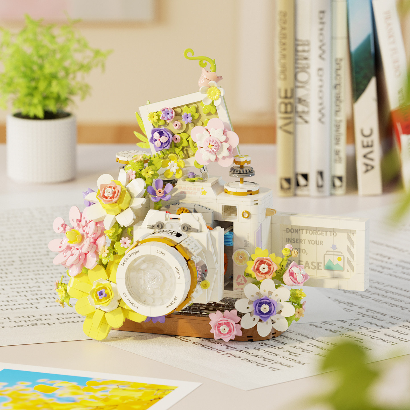 繁华复古仿真照相机积木桌面创意摆件女孩拼装高颜值玩具生日礼物,淘宝优惠券,粉丝福利购,淘宝优惠卷