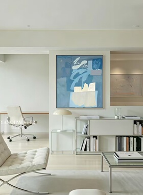 高级感温柔色块纯手绘油画装饰画