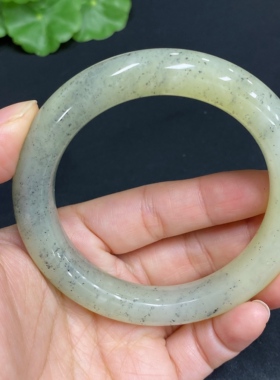 天然和田玉手镯圈口57保真礼品送妈妈送女友