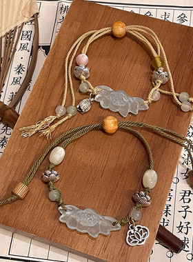 方奶奶新中式古风编织莲花手链女