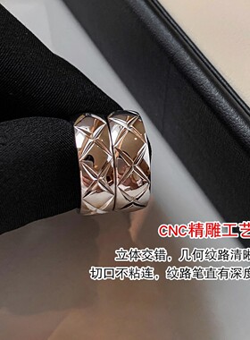 S925银针小香风玫瑰金银色耳环