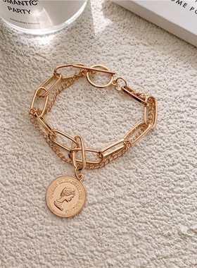 文艺简约合金个性嘻哈朋克风软链手链学生情侣粗链手环2025新款潮