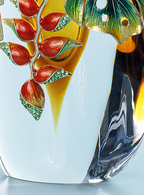 欧式珐琅彩水晶琉璃花瓶摆件