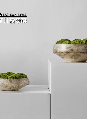 原木色苔藓花盆侘寂风花器摆件