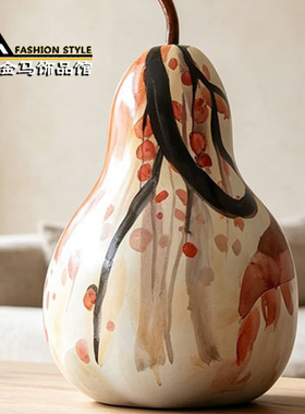彩绘苹果大梨雕塑摆件软装饰品