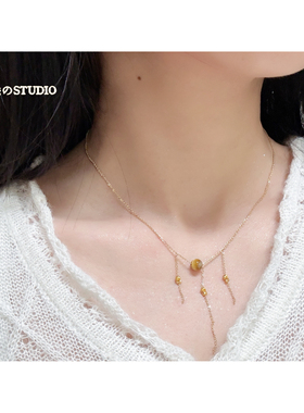 虎眼石转运珠简约通勤百搭项链