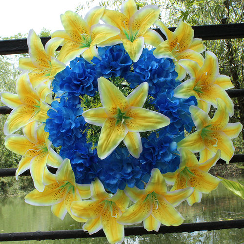 菊花圈50CM绢花环清明扫墓上坟用花祭祀假花公墓地摆放祭奠塑料花 - 图3