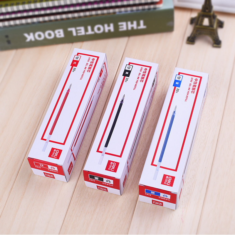 得力中性笔笔芯0.5mm针管子弹头水笔芯通用替芯0.38碳素笔芯包邮,淘宝优惠券,粉丝福利购,淘宝优惠卷