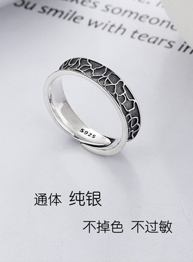 百搭开口复古纯银食指欧美女戒指