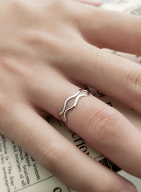 s925纯银简约韩版明星杂志款指环