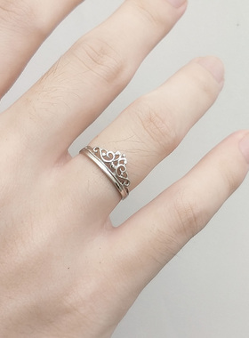 s925纯银时尚皇冠清新公主风戒指