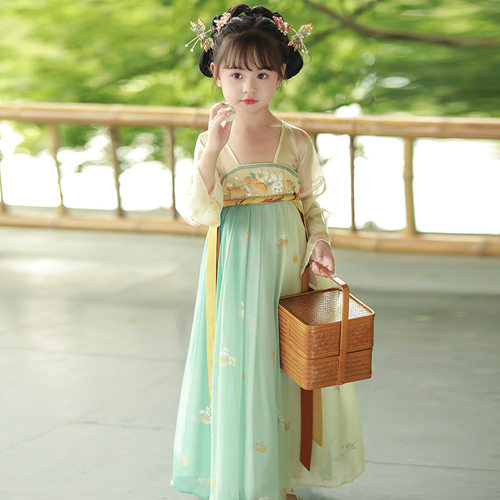 汉服女童秋装儿童古风超仙中国风2025新款古装女孩春秋公主连衣裙 - 图1