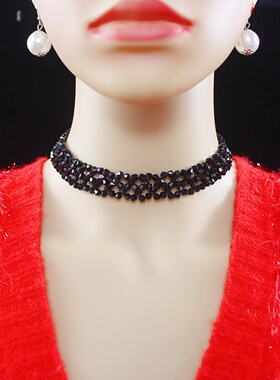 人造水晶珠项链女锁骨链脖子饰品