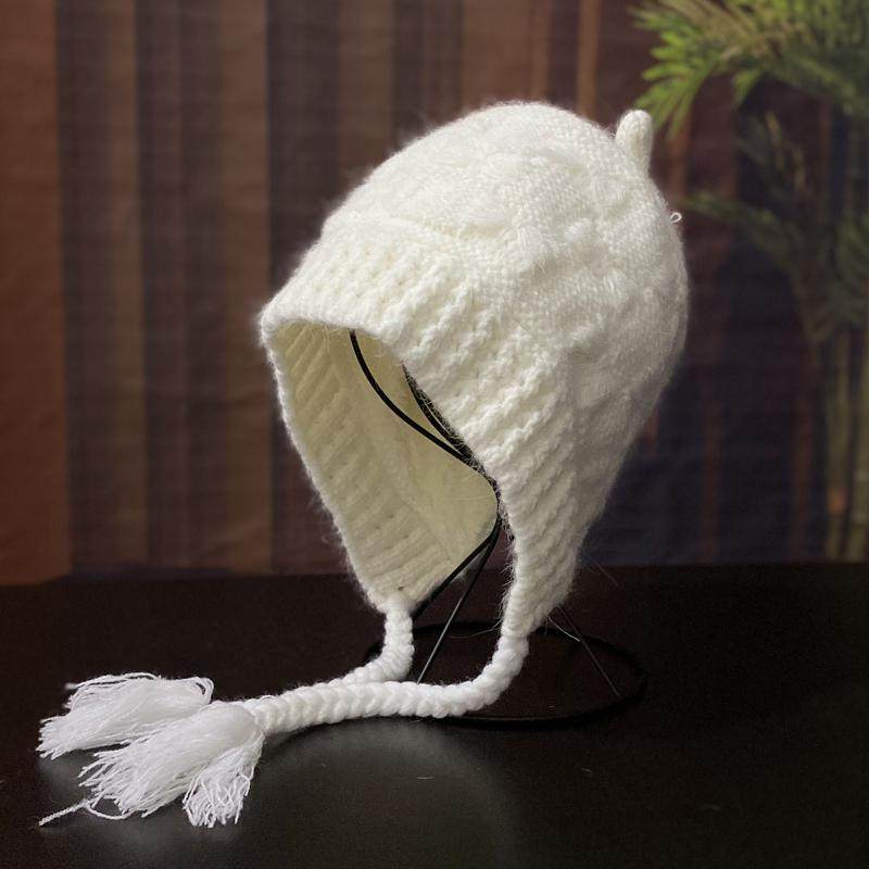 日系毛线帽韩版女秋冬季加绒保暖冷帽大头围甜美可爱护耳针织帽子,淘宝优惠券,粉丝福利购,淘宝优惠卷