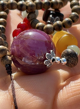 天然无烧无注胶无任何处理红宝石圆珠锁骨链吊坠项链沉香木蜜蜡