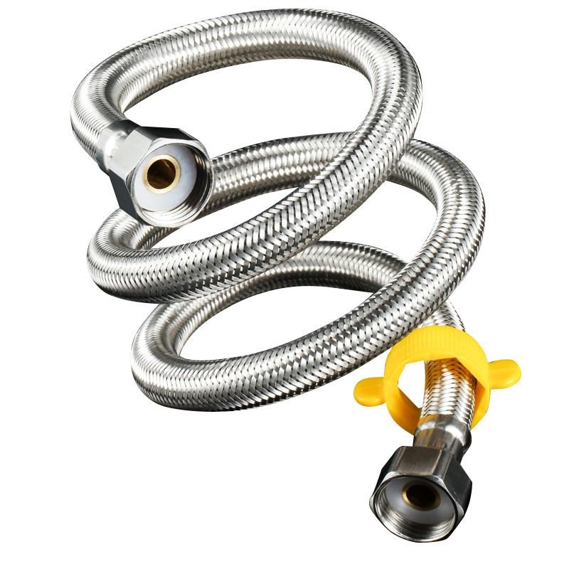 4-point stainless steel braided double-head inlet and outlet pipe hot and cold faucet water heater angle valve toilet water inlet hose