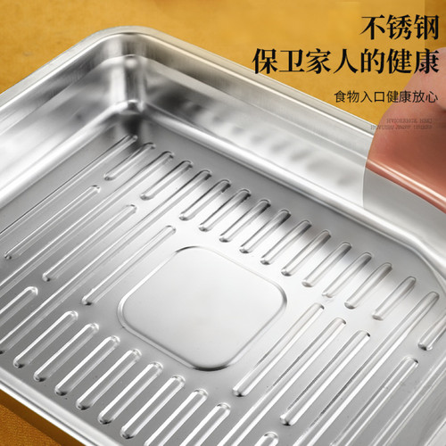 特厚不锈钢保鲜盒饺子盒饭盒大容量冰箱密封收纳盒带盖水果便当盒 - 图2