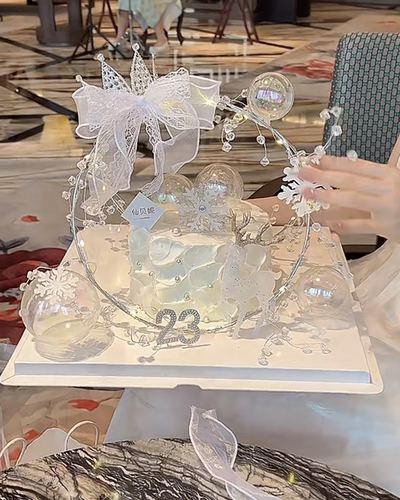 女神蛋糕装饰摆件水晶钻条铁环拱门蛋糕支架圣诞麋鹿皇冠雪花插件 - 图0