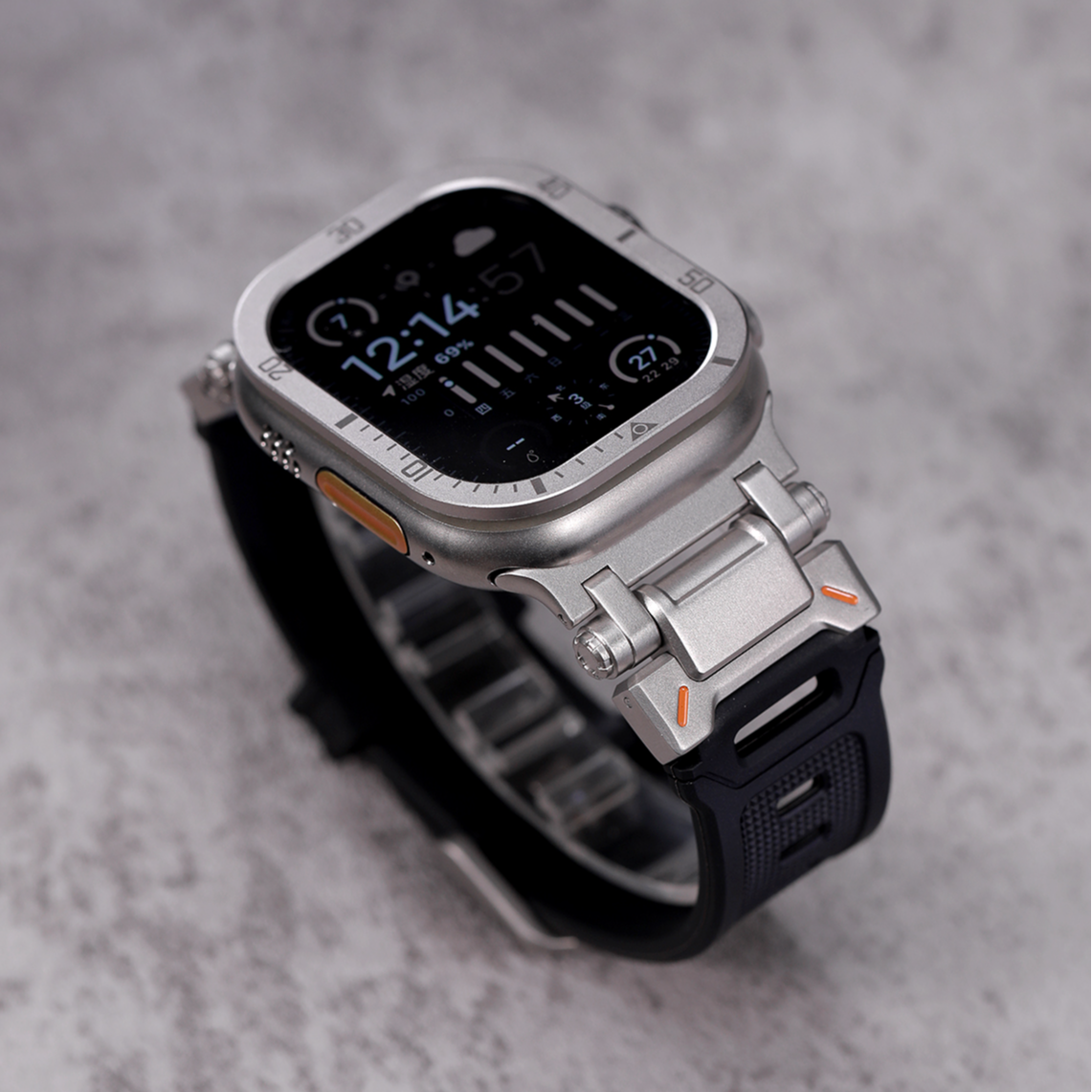 星图ultra49mm机械风金属刻度边框苹果硅胶手表带iwatch12345678代运动applewatch表带高级感45mm44新款透明 - 图3