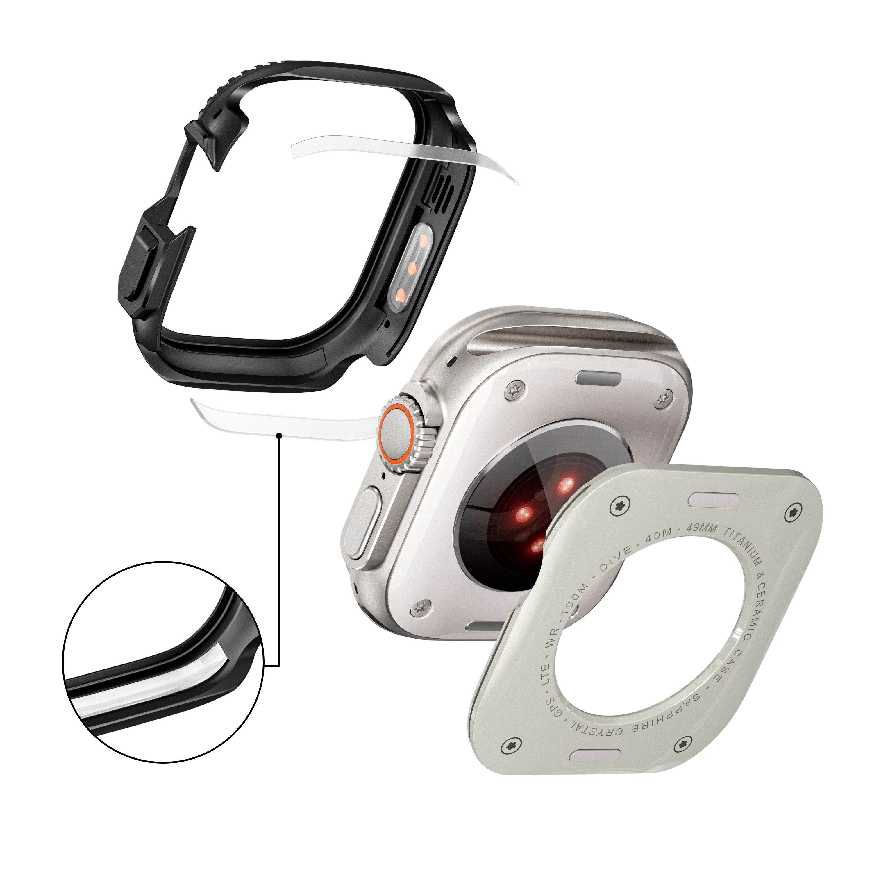 星图1ultra49mm2代10s46锌合金iwatch新款秒变金属壳苹果手表带applewatch42包裹背面防摔磕碰屏幕iPhone改装