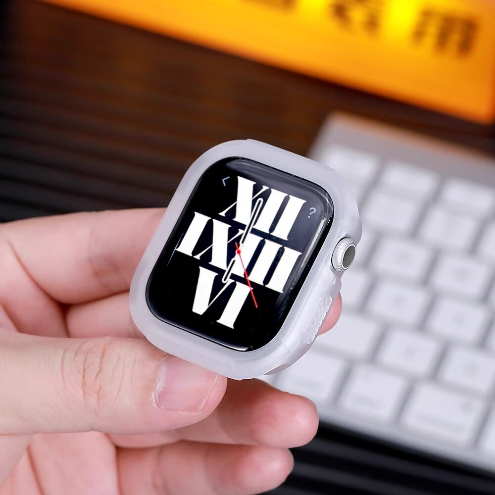 星图苹果iwatch11s10透明手表保护壳软tpu套包裹背面碳纤维纹理边框123ultra49/46mm42新款防刮花摔屏幕789
