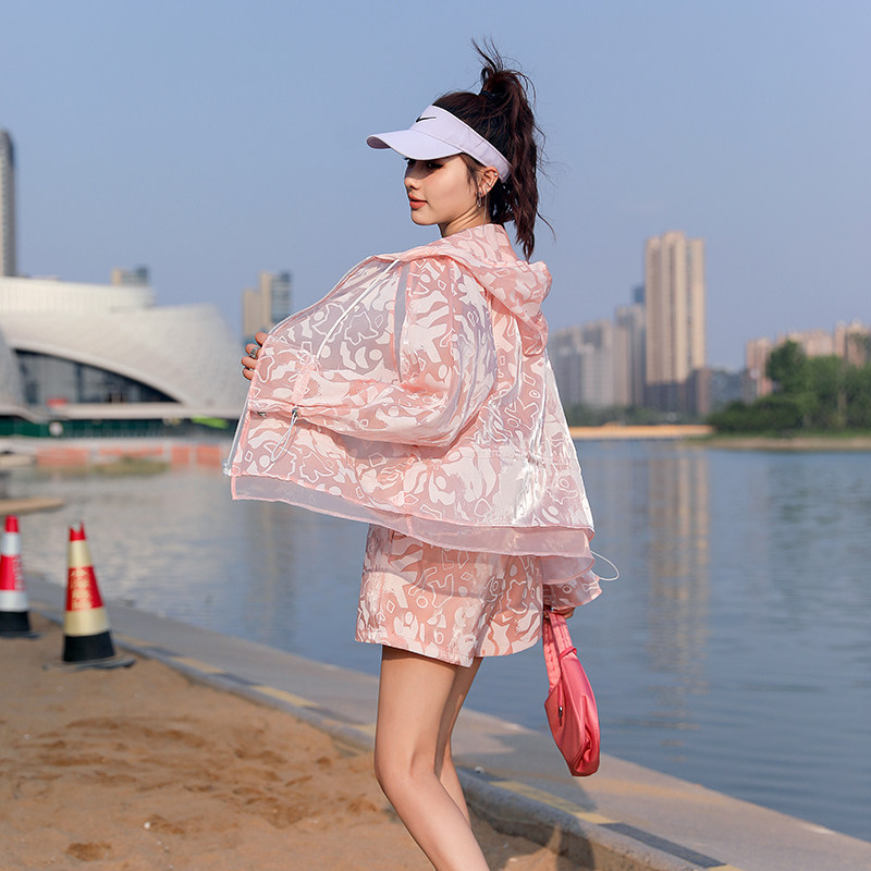 2022夏季新款粉色防紫外线防晒衣 菲然时尚套装