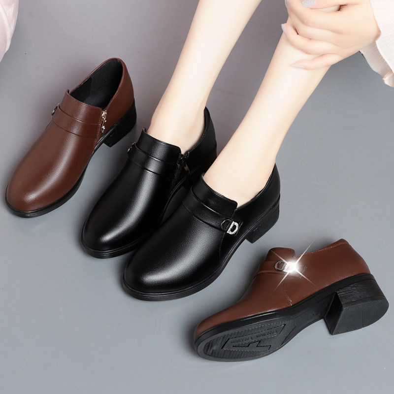 妈妈鞋春秋款久站不累鞋子软底舒适单鞋真皮圆头女鞋中老年皮鞋女,淘宝优惠券,粉丝福利购,淘宝优惠卷