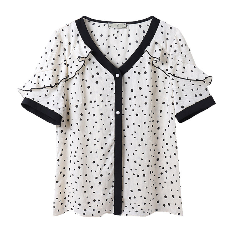 大码女装雪纺波点韩版夏季新款上衣 云妃秀大码女装