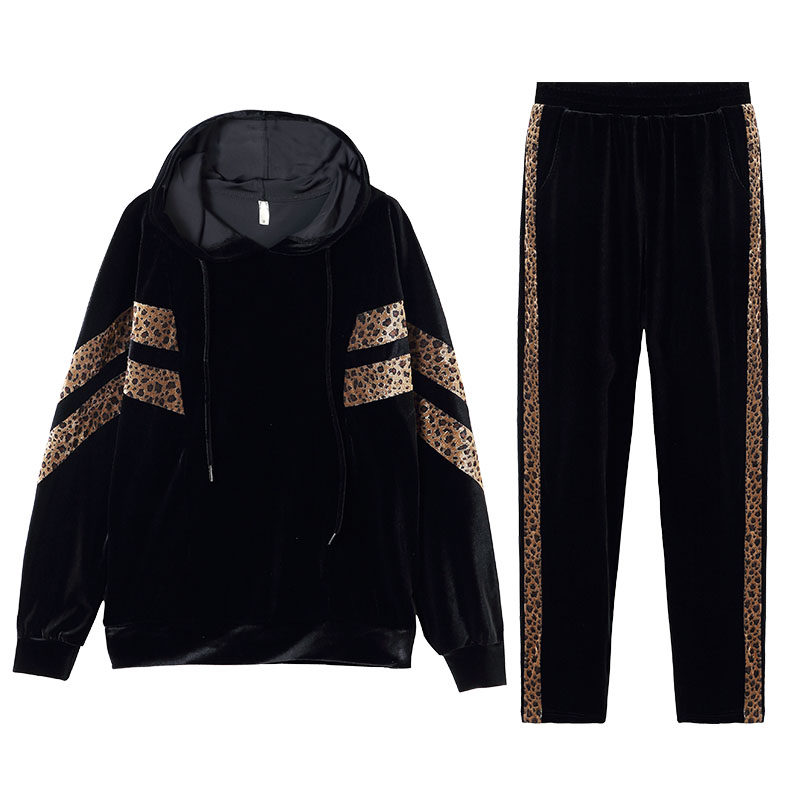 2020秋季新款大码女装胖mm豹纹卫衣 云妃秀大码女装