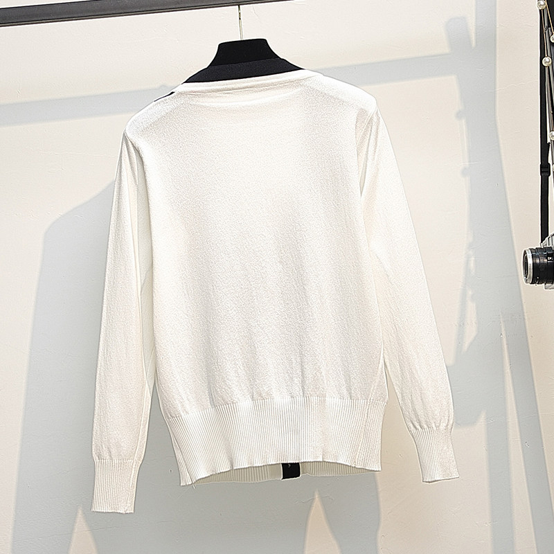 新款秋季宽松百搭v领胖mm显瘦开衫 云妃秀大码女装