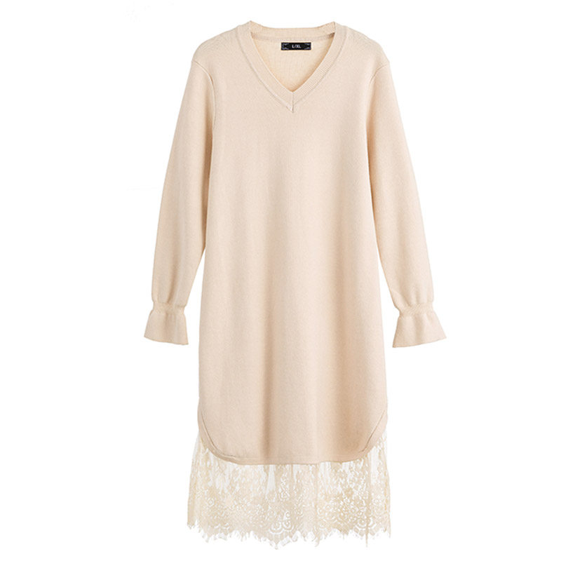 新款大码女装2020秋季v领连衣裙 云妃秀大码女装