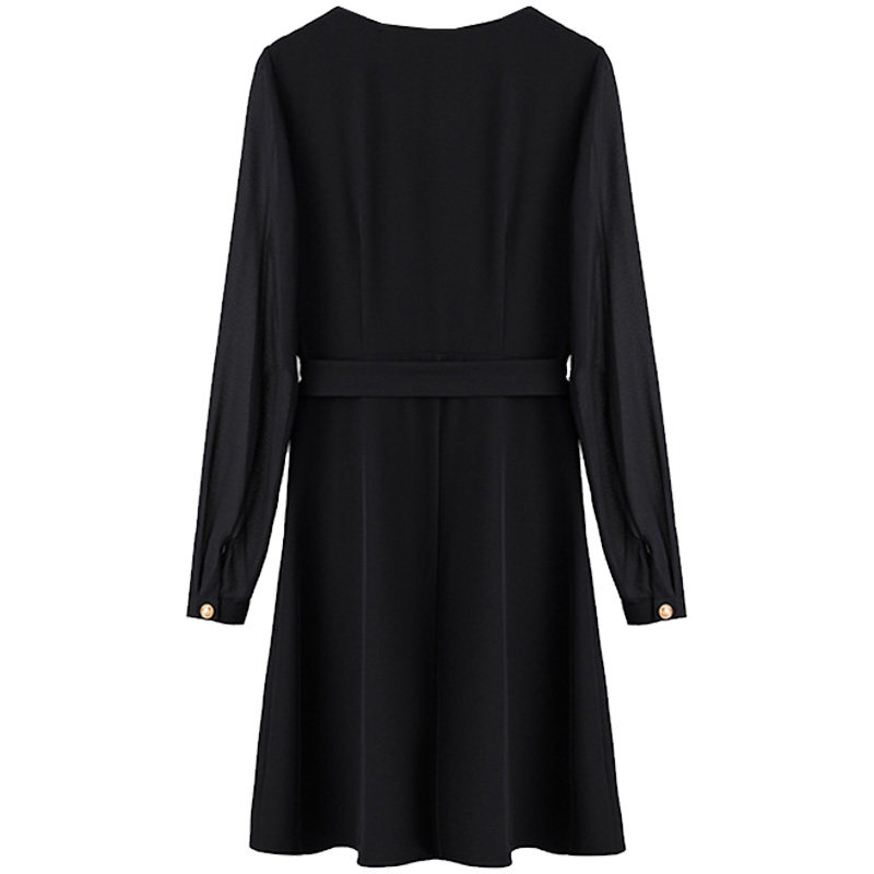 韩版大码雪纺拼接西装领胖mm连衣裙 云妃秀大码女装