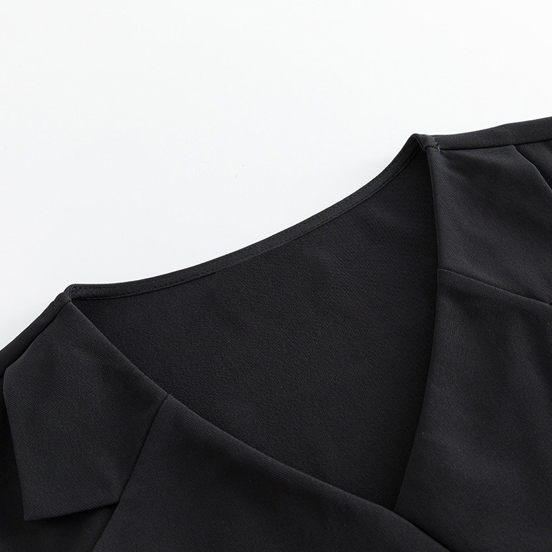 韩版大码雪纺拼接西装领胖mm连衣裙 云妃秀大码女装