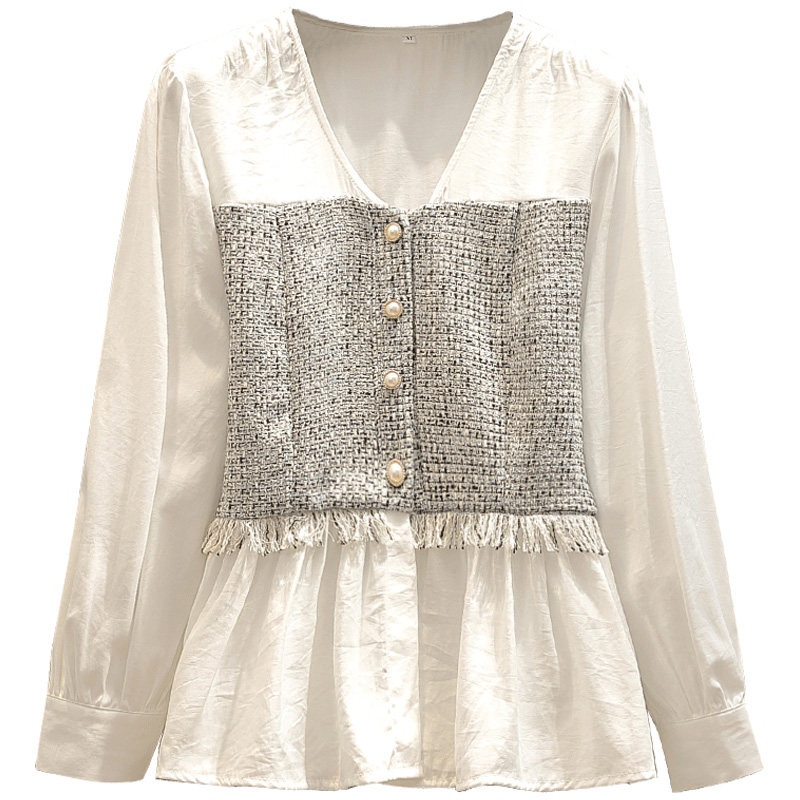 大码女装韩版宽松胖mm显瘦拼接上衣 云妃秀大码女装