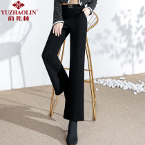 Mom Wide Leg Pants Tightness Waist 2023 Winter New Women Pants Casual Pants Plus Suede Pants