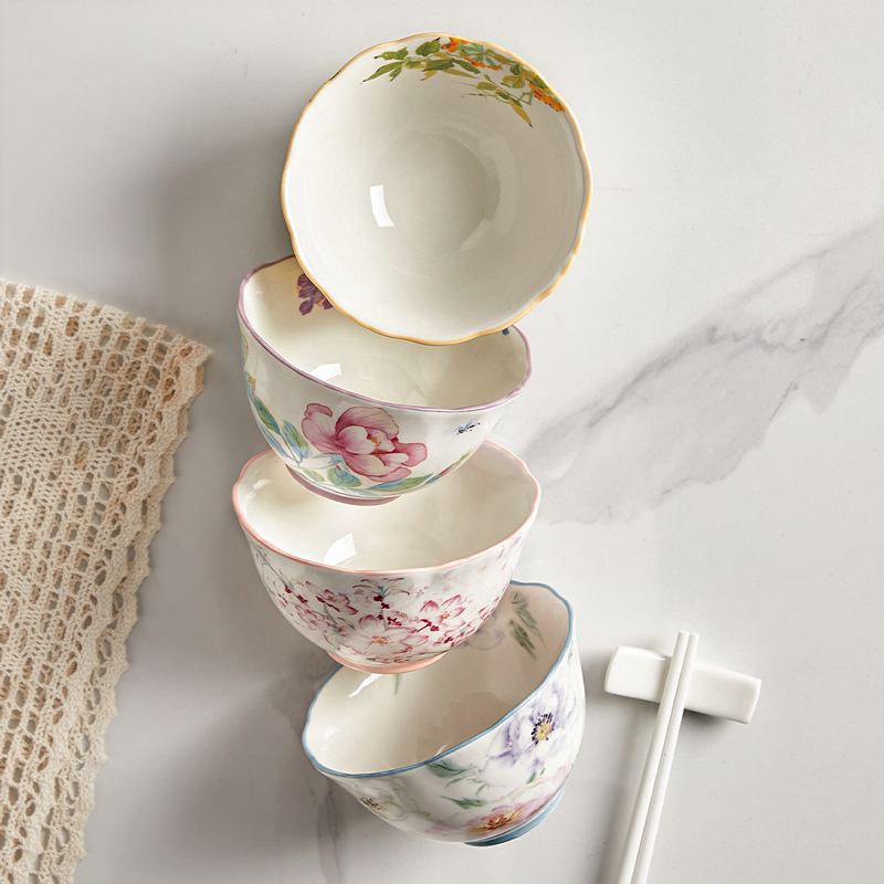 中式家用陶瓷米饭碗高级感国风餐具轻奢吃饭碗新款特别好看的小碗 - 图0