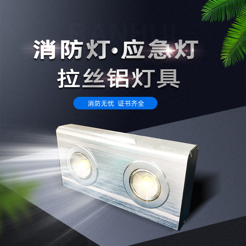 消防复合照明灯led双头应急灯二合一多功能铝拉丝COB停电家用充电