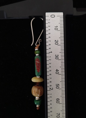 【手作】蜜蜡原矿绿松石耳环手工银925银耳环耳饰手工定制独家