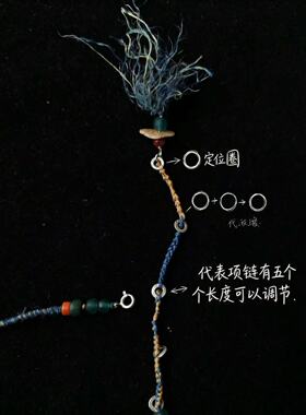 手作天然石项链 南红玛瑙绿松石 复古做旧蓝染麻绳流苏锁骨链