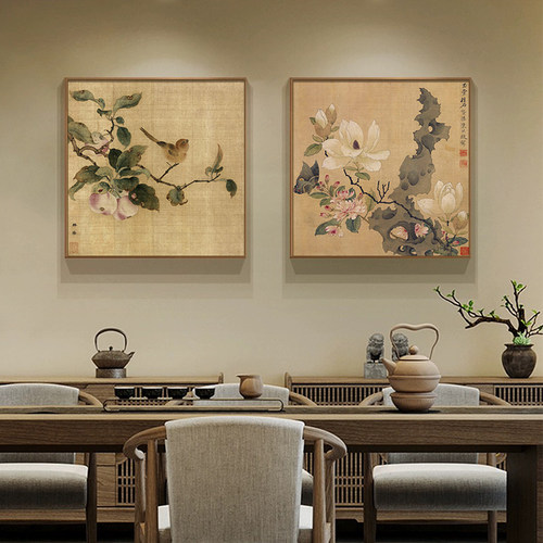 中国风茶室挂画书房装饰画国画花鸟客厅茶文化禅意壁画入户玄关画 - 图1