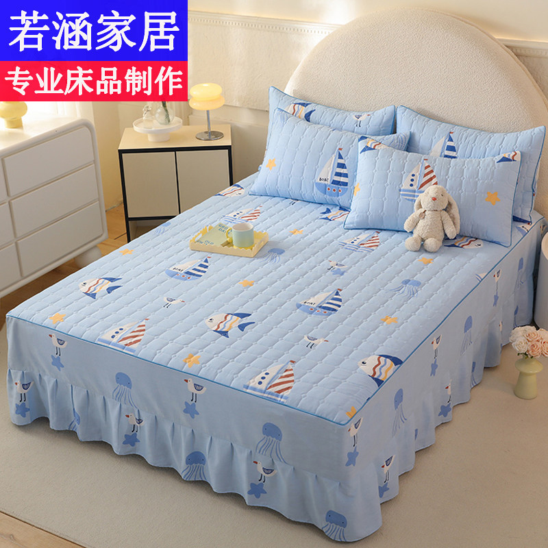 100%全棉加厚床裙卡通1.2*1.35*1.5*1.9米男女孩纯棉夹棉床罩定制,淘宝优惠券,粉丝福利购,淘宝优惠卷