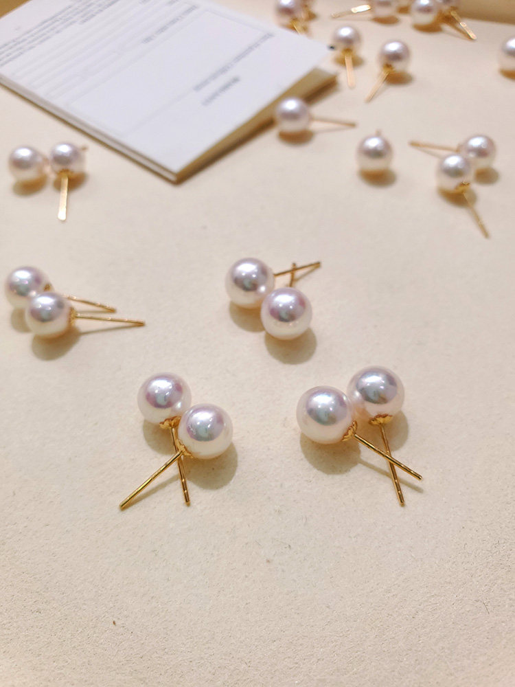 现货花珠天女基础款耳钉18k金日本akoya海水珍珠耳钉经典素钉女,淘宝优惠券,粉丝福利购,淘宝优惠卷