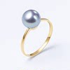 Spot basic 18K gold single bead ring natural seawater pearl silver gray blue akoya true multi-hemp pearl ring