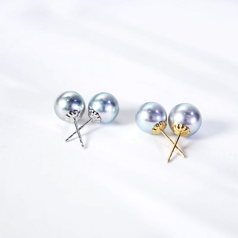 现货花珠天女基础款耳钉18k金日本akoya海水珍珠耳钉经典素钉女,淘宝优惠券,粉丝福利购,淘宝优惠卷