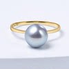 Spot basic 18K gold single bead ring natural seawater pearl silver gray blue akoya true multi-hemp pearl ring