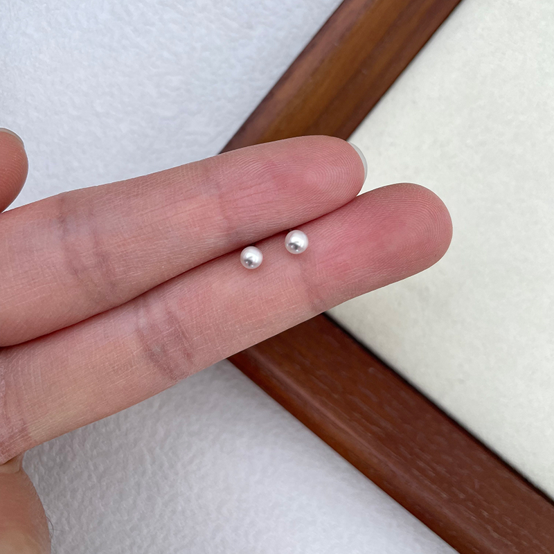 养耳洞耳钉迷你天然淡水珍珠耳环2mm耳骨钉素钉极光925银饰防过敏 - 图0