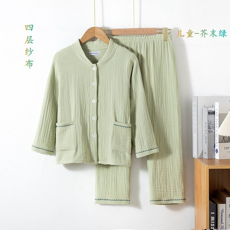 秋冬季男女中大童四层加厚纯棉纱布儿童开衫长袖睡衣家居服套装,淘宝优惠券,粉丝福利购,淘宝优惠卷