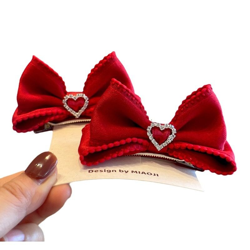 新款酒红色丝绒儿童发饰水貂毛球立体对夹女童发夹网红女童头饰品,淘宝优惠券,粉丝福利购,淘宝优惠卷