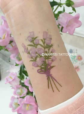 玩味原创彩色玫瑰花花束纹身贴