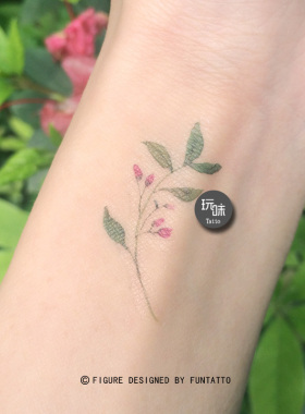 树叶纹身贴玩味tattoo花草树木